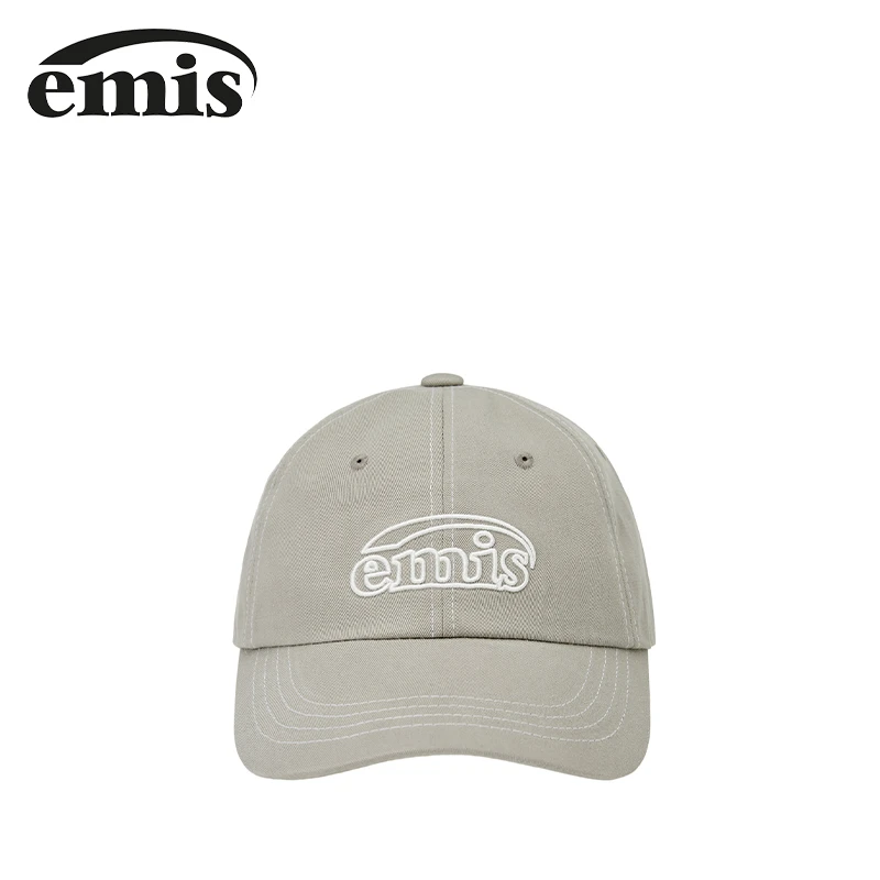 emis帽子镂空白标棒球帽女灰色鸭舌帽男软顶时尚百搭大头围高级