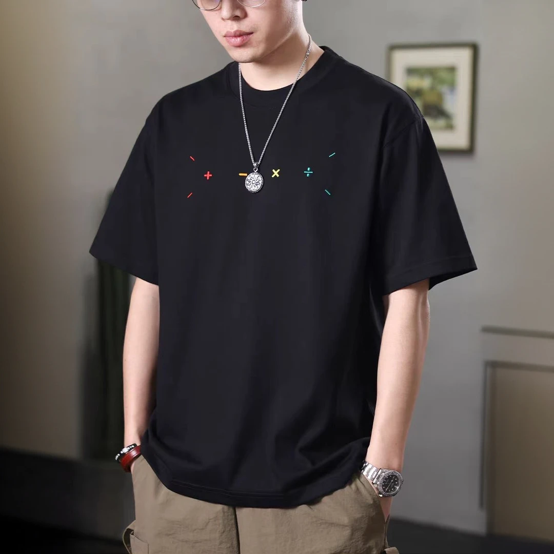 殿若潮牌夏季符号短袖T恤男女款百搭圆领美式印花宽松休闲体恤衫