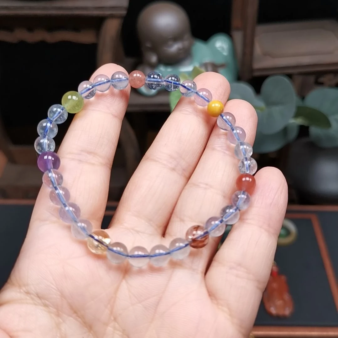 水晶手串未镶嵌海蓝宝