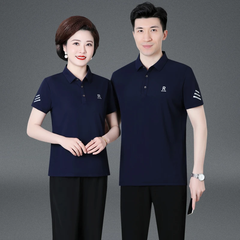 中年情侣休闲运动套装速干爸爸妈妈夏装套装男女跑步运动服装