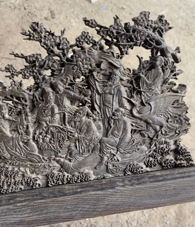 八仙过海陶瓷复古精美风化沉木香摆件，老物件精雕工艺品居家摆件