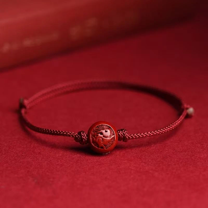 含辰砂工艺品正宗朱砂紫金砂十二生肖手链本命年纯手工编织手链