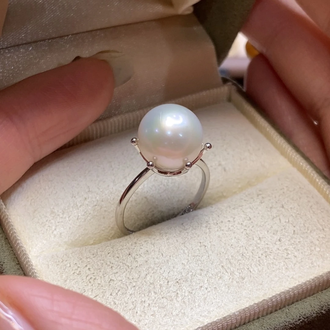 淡水珍珠戒指银S925镶嵌微瑕