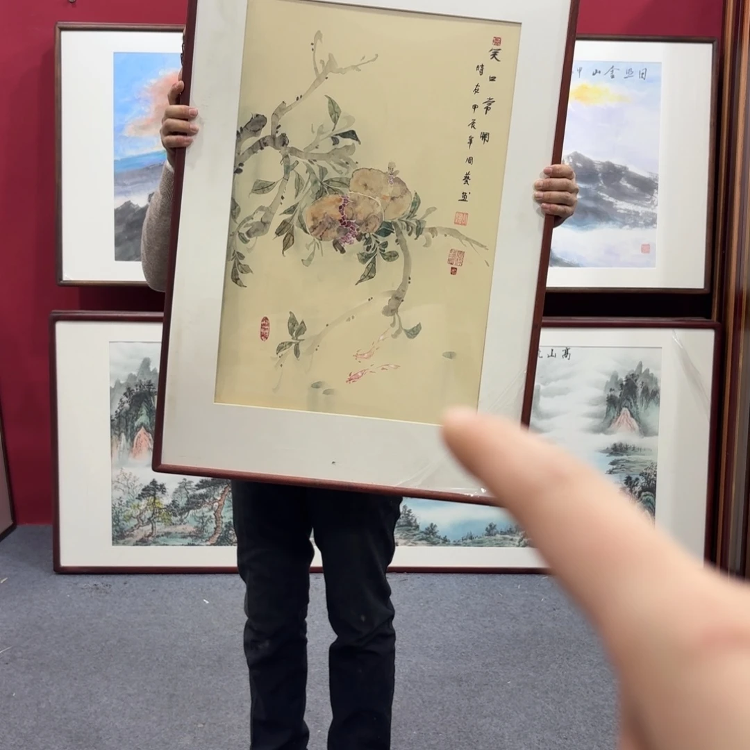 国画带框绘画90/60尺寸