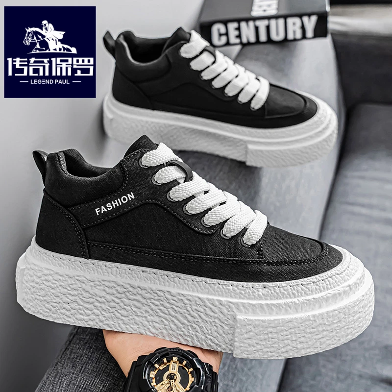 传奇保罗正版男鞋2026新款冬季防滑运动板鞋青少年潮流休闲帆布鞋