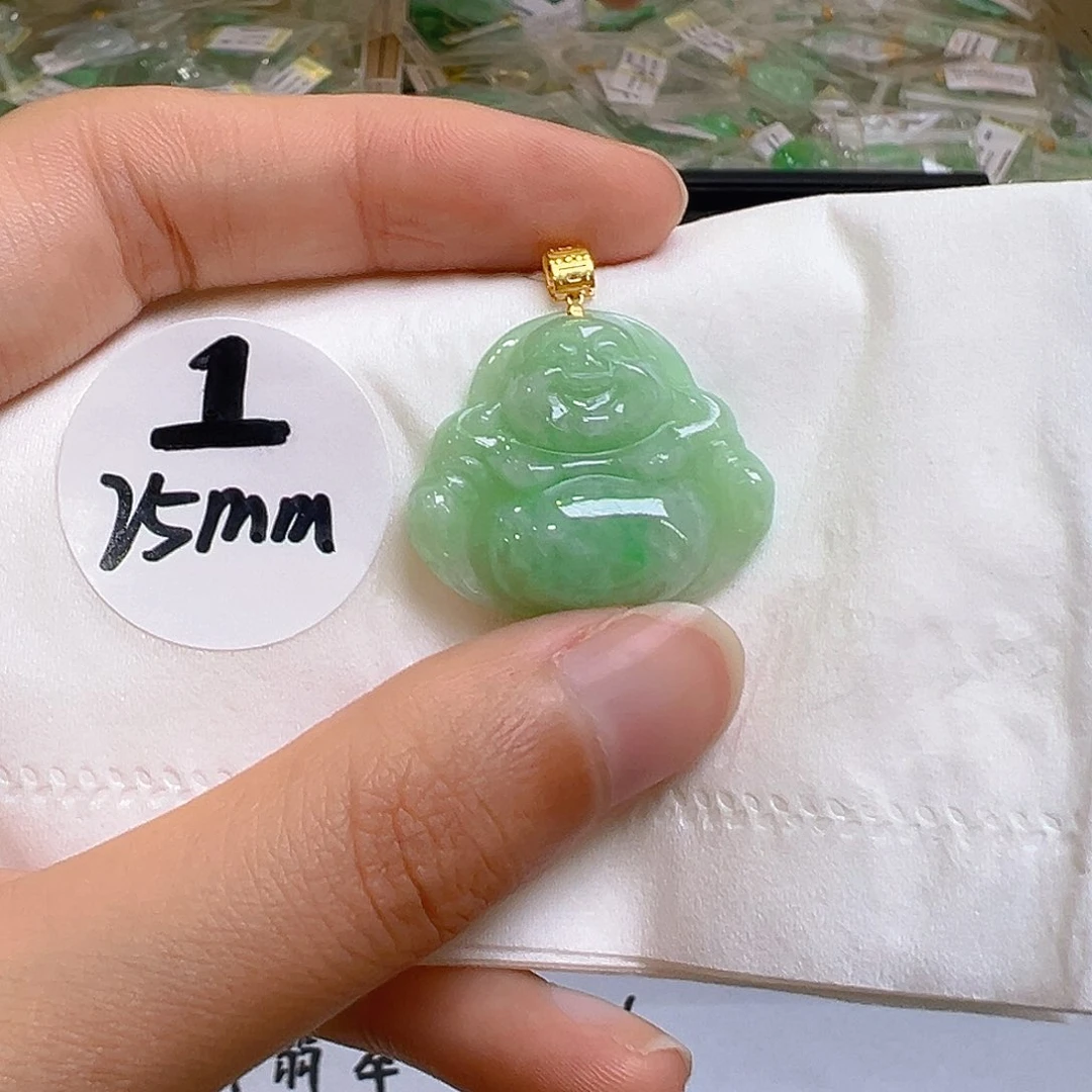 翡翠18K金镶嵌吊坠(不含链)翡翠