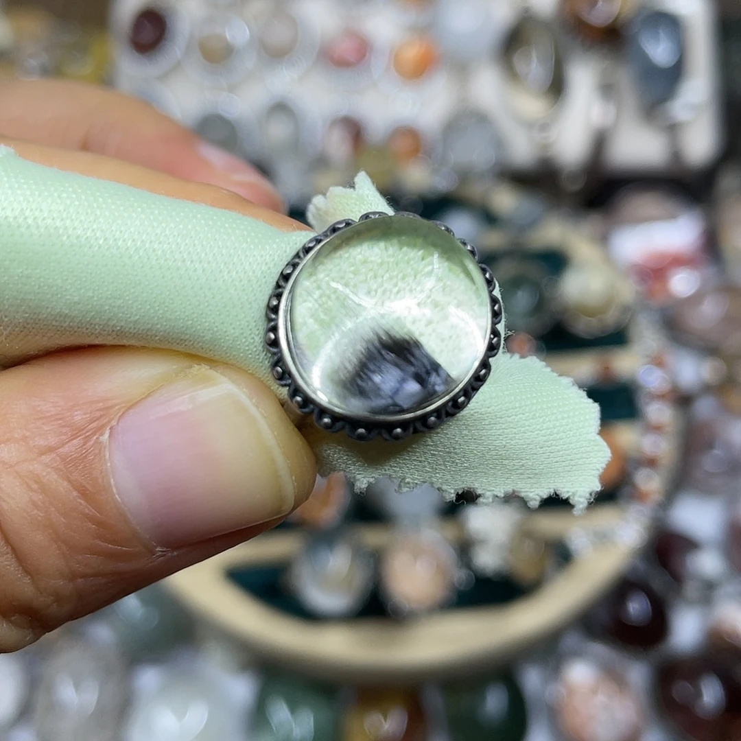 【闪购商品】银S925镶嵌珠宝半成品水晶戒指