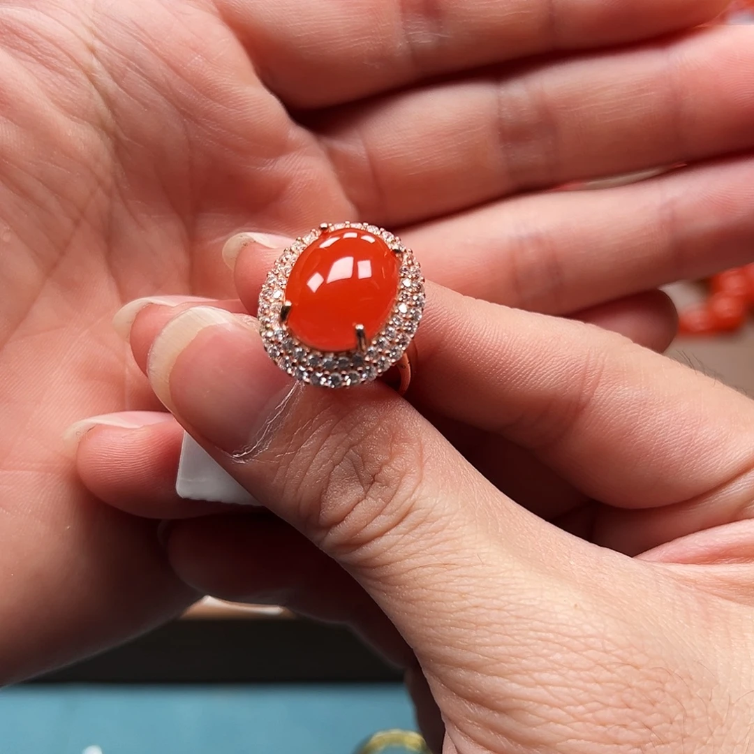 南红玛瑙银S925镶嵌手串