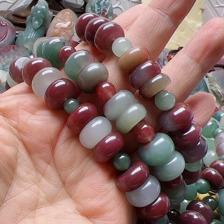 用***玉砖雕秦紫玉精品手串13毫米