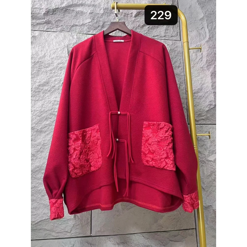 (WY)229/秋冬新款黑色气质时尚舒适复古拼接外套