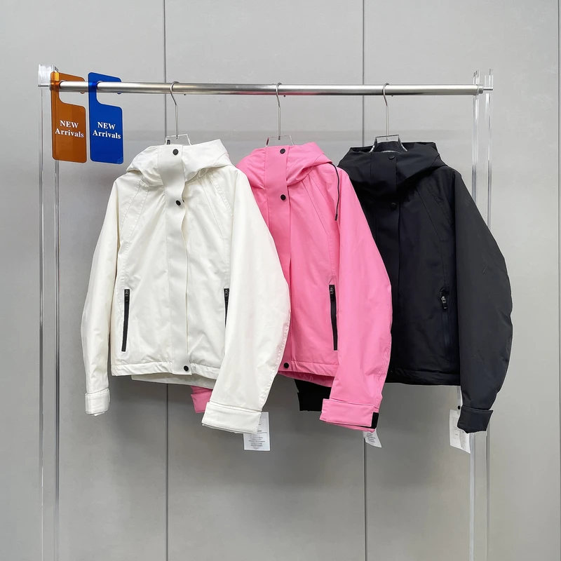 欧洲站连帽纯色羽绒服70261冬新款时尚短款保暖加厚冲锋衣外套女