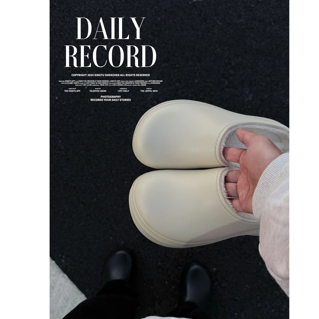 包头勃肯厨师鞋男士一脚蹬休闲男鞋增高防滑软底拖鞋情侣外穿棉鞋