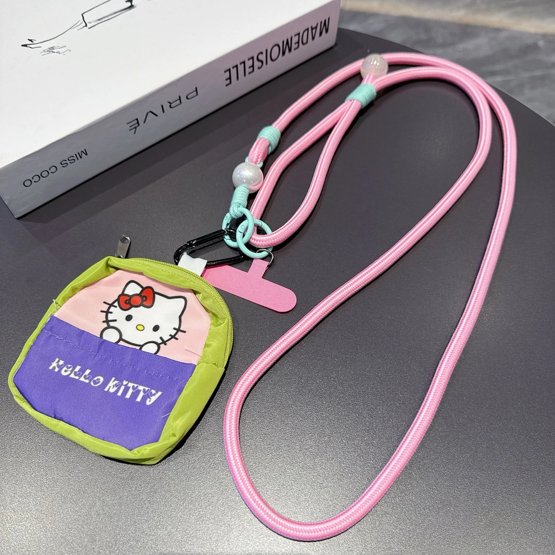 潮款斜挎手机挂绳可调节多功能手绳卡通零钱耳机收纳包外出通用女