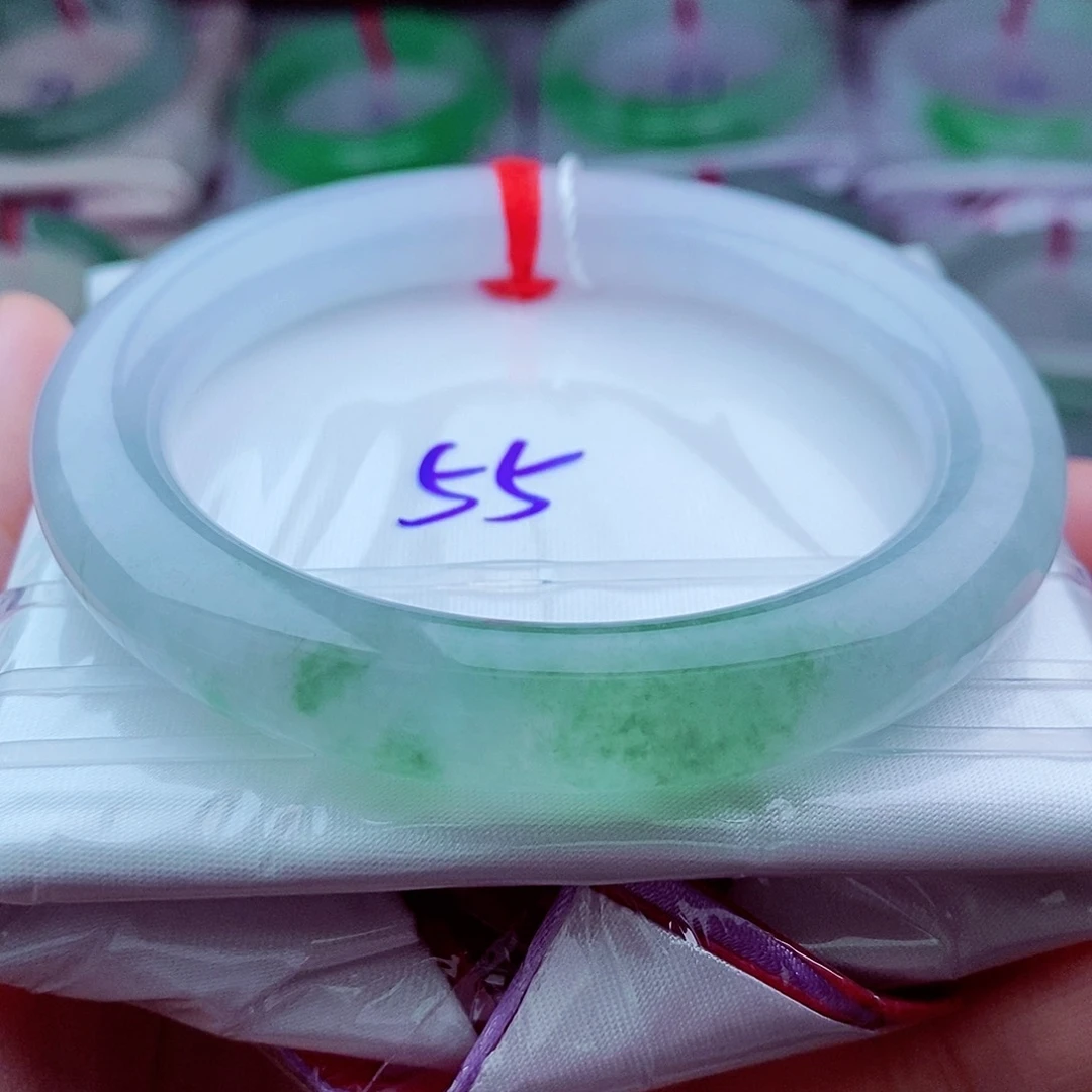 翡翠手镯（圆镯）未镶嵌0997-55圈口 冰飘花