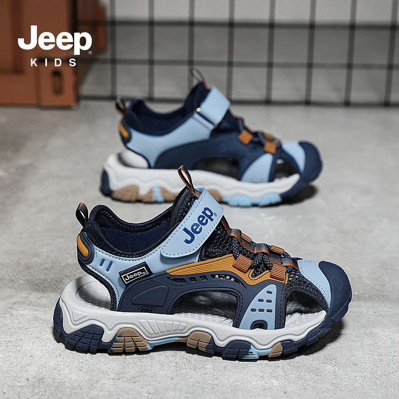 jeep男女童凉鞋包头夏季2025新款小学生儿童沙滩鞋透气防撞孩潮鞋