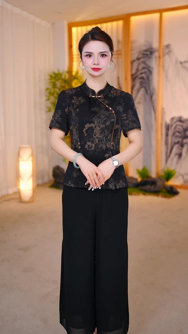 【给妈妈的礼物】2025新款两件套新中式中长款妈妈装套装ZRF-25955