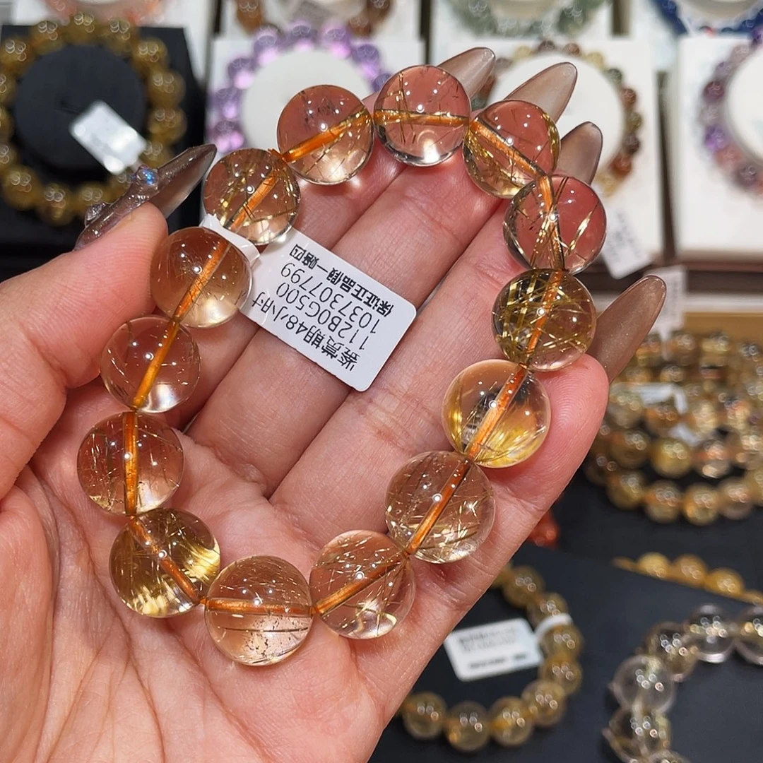 和***尘手链未镶嵌发晶金发晶14.9mm2400