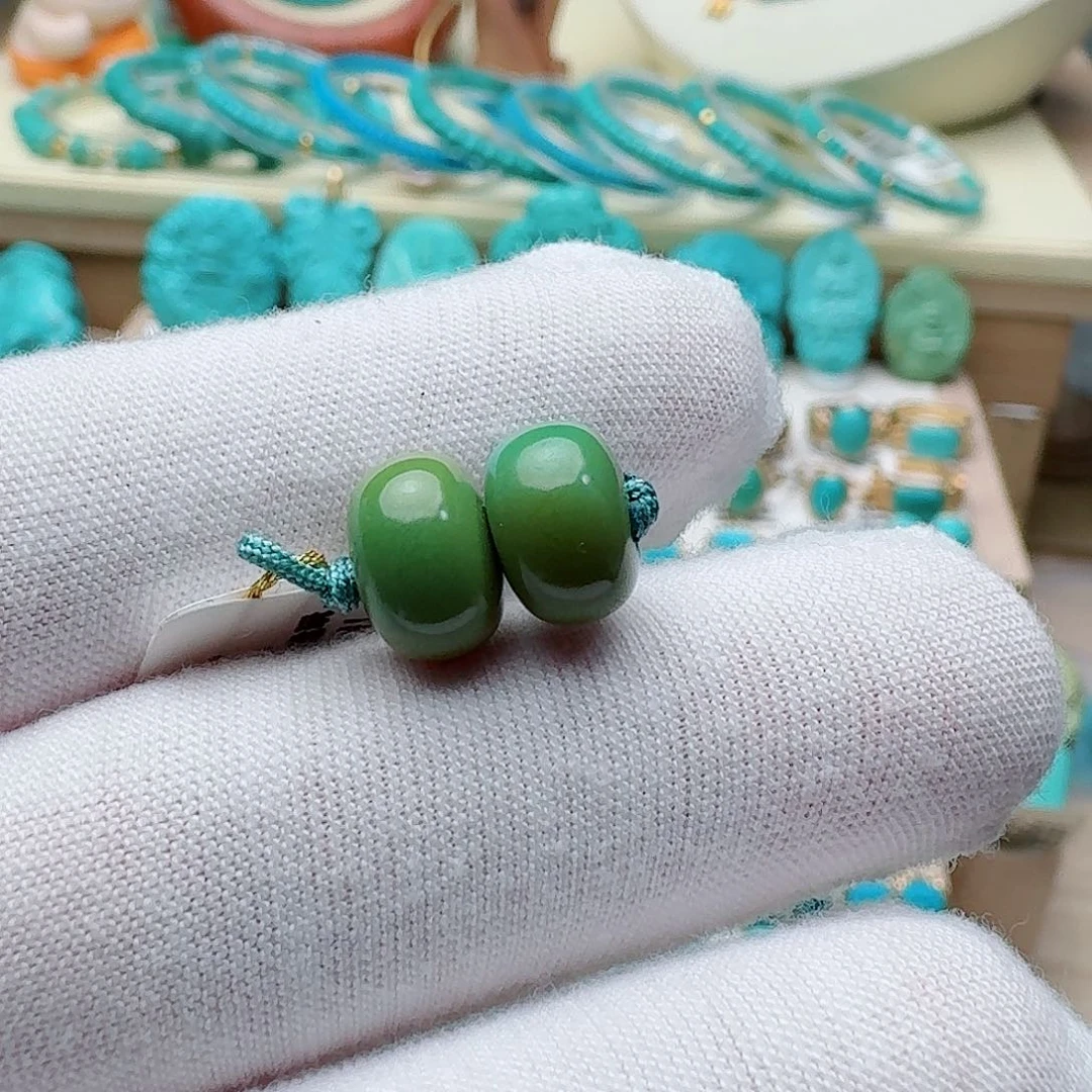 绿松石未镶嵌高瓷绿腰珠10