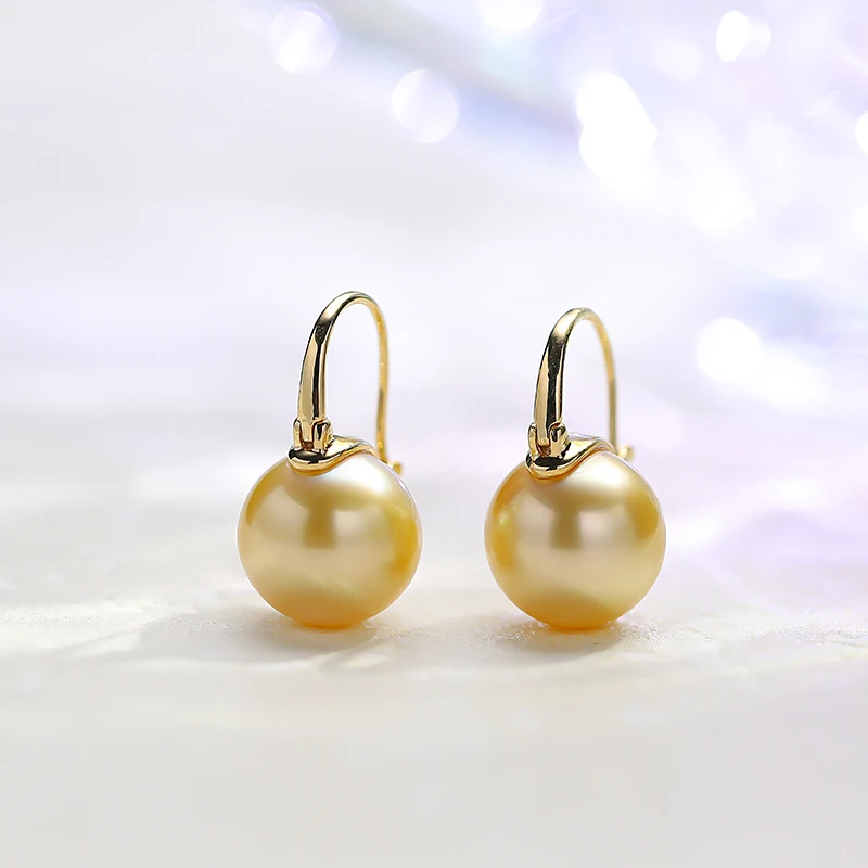 【金珠发财桶】11-12mm海水南洋金珍珠银S925耳扣-多样性发一