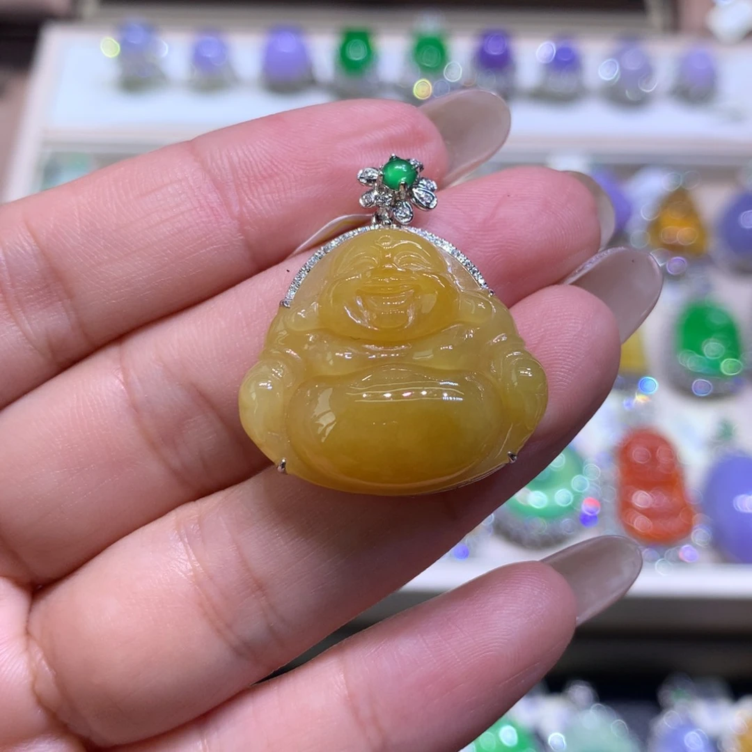 吊坠(不含链)18K金镶嵌翡翠