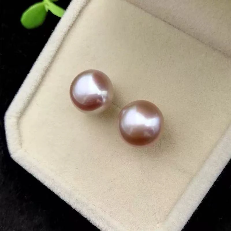 铜合金耳饰 阿媚工厂直销耳钉轻奢简约粉紫大颗素款耳针饰品A142