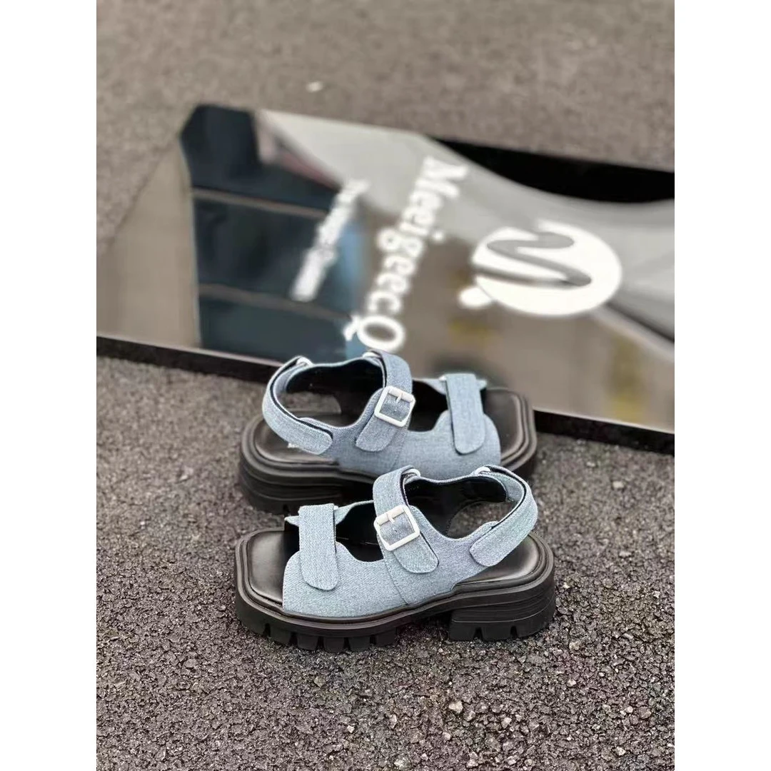 厚底网红牛仔蓝凉鞋女夏季新款设计款凉鞋T5-M-18