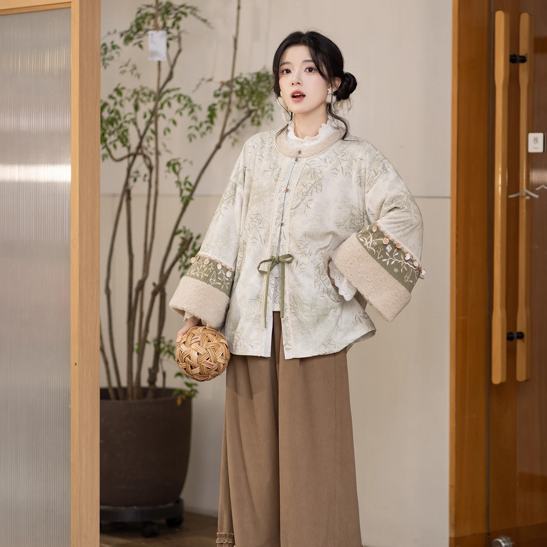池夏【万物有灵:雾竹】明制圆领短袄改良宋裤原创改良汉服女 秋冬