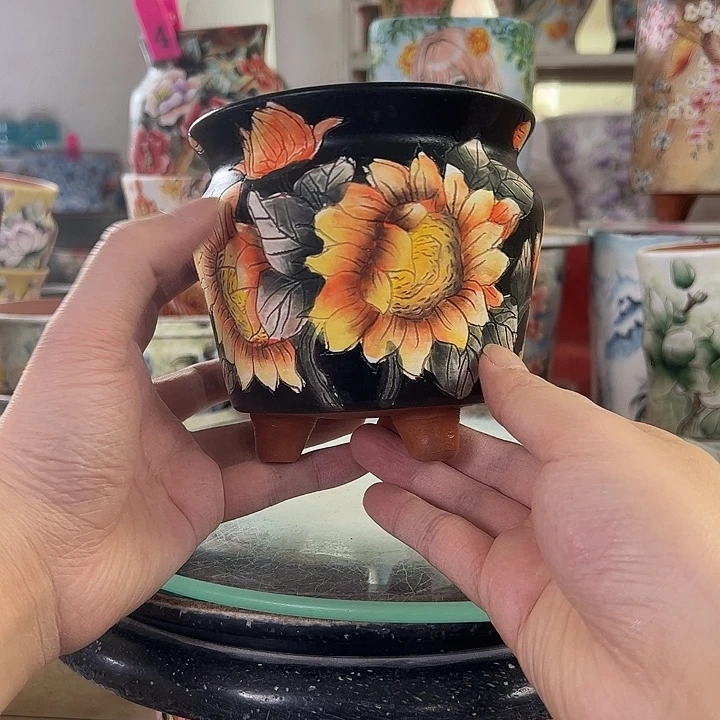 满38包邮 景德镇幸运花盆