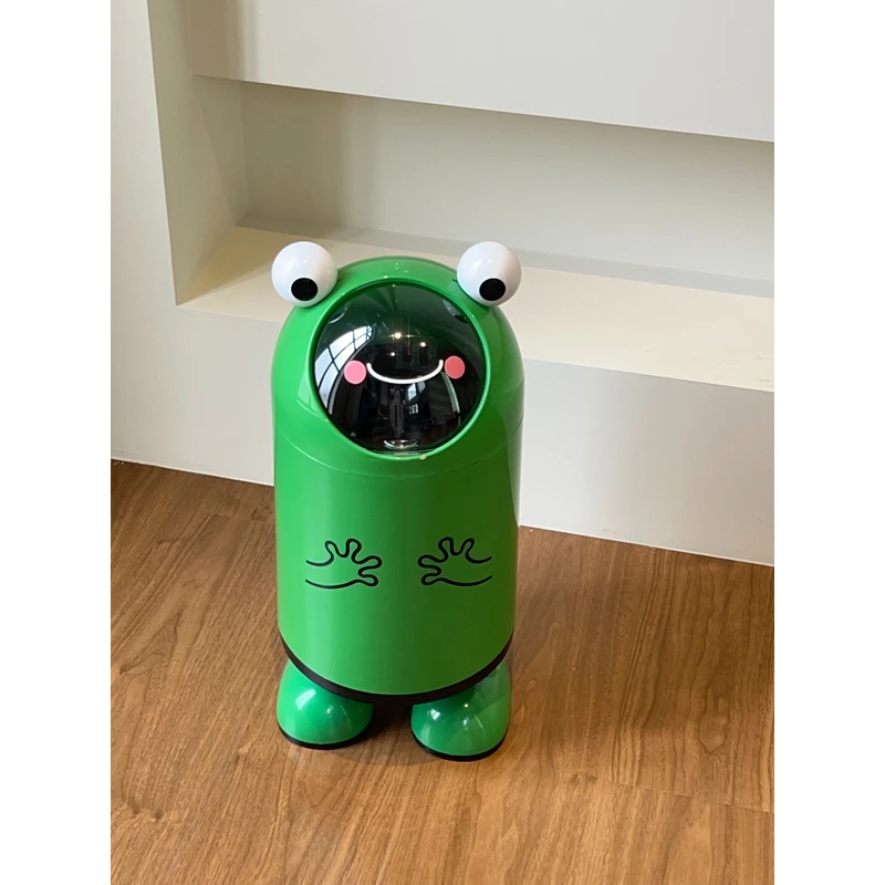 .高脚垃圾桶家带盖青蛙哪吒免弯腰厨房客厅带轮按压开盖