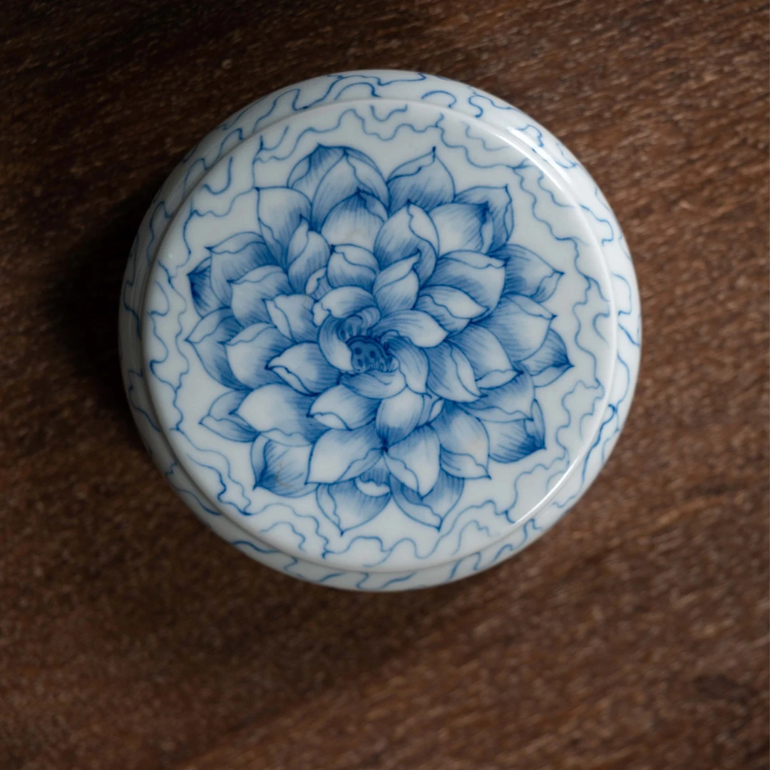 青花荷花杯垫茶道配件 gh1703