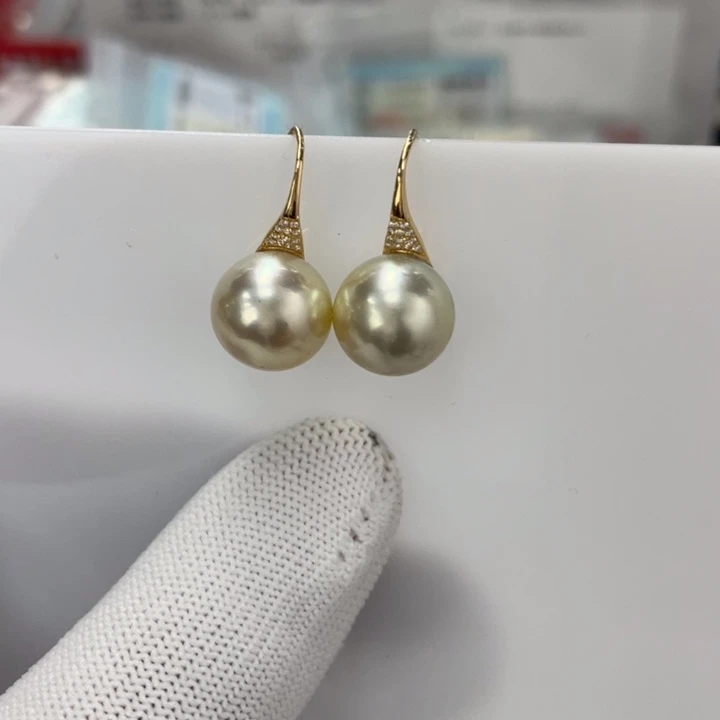 耳饰银S925镶嵌海水珍珠