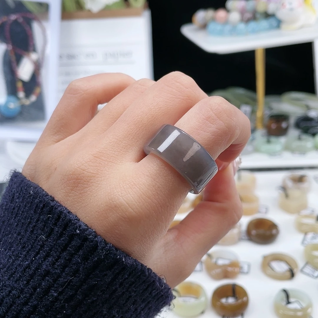 和田玉未镶嵌戒指P111冰透紫圆切17.6不退换