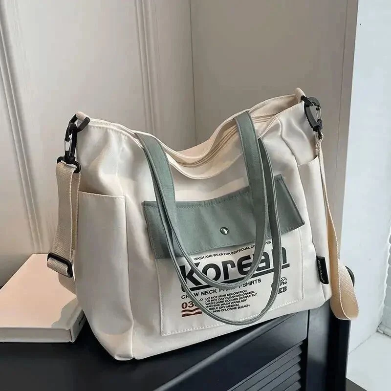 Z大容量帆布包包女2025新款潮大学生上课手提袋百搭单肩托特通勤