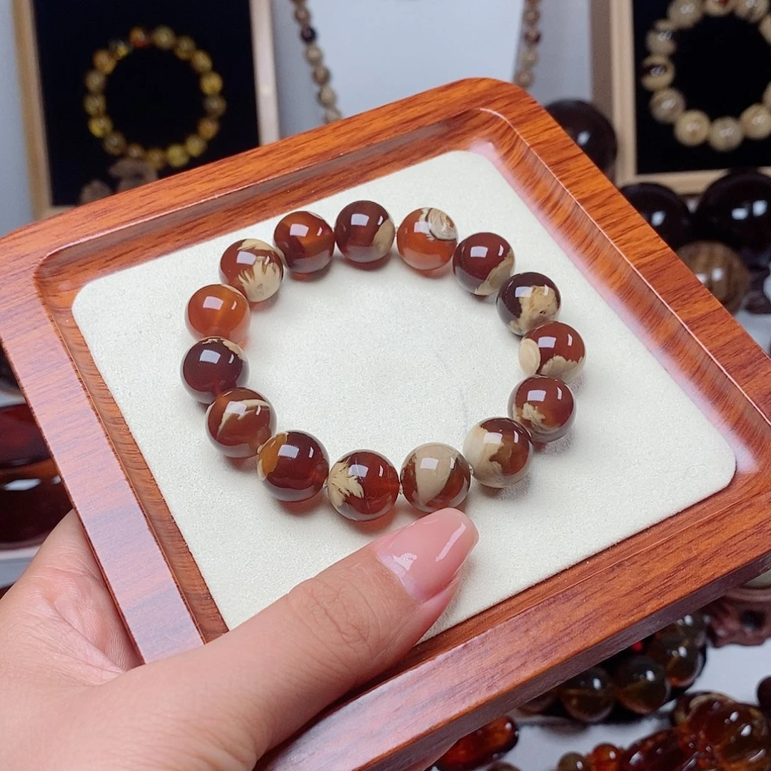 琥珀未镶嵌手串溶洞手串