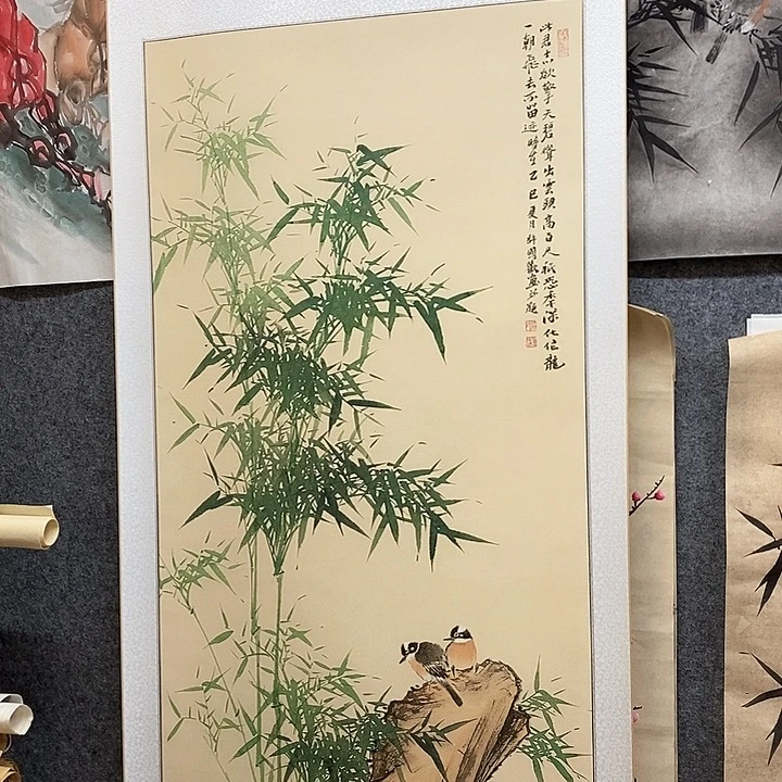 谦***谦竖款新中式装饰画