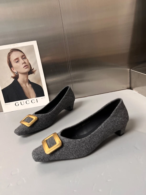 平底鞋浅口舒适鞋子粗跟软底方头高跟单鞋跟鞋春季百搭尖头