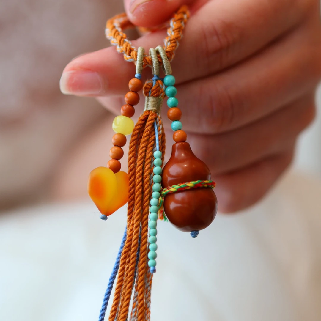 橄榄核葫芦福禄蜡爱心挂件