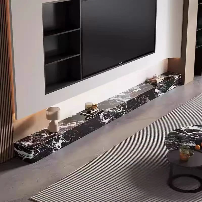 意式极简岩板电视机柜客厅电视柜简约电视柜轻奢长方形家用高级