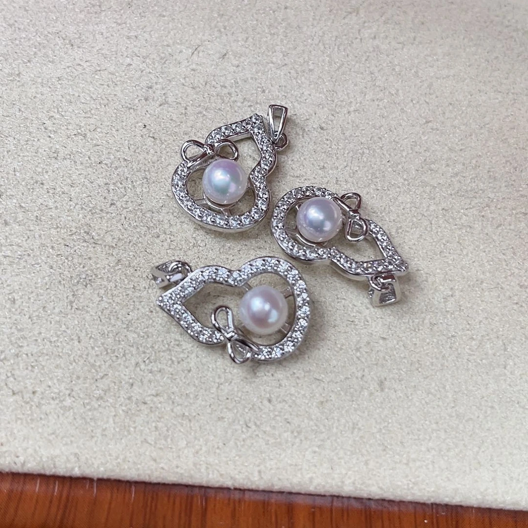 吊坠(不含链)银S925镶嵌淡水珍珠随机发