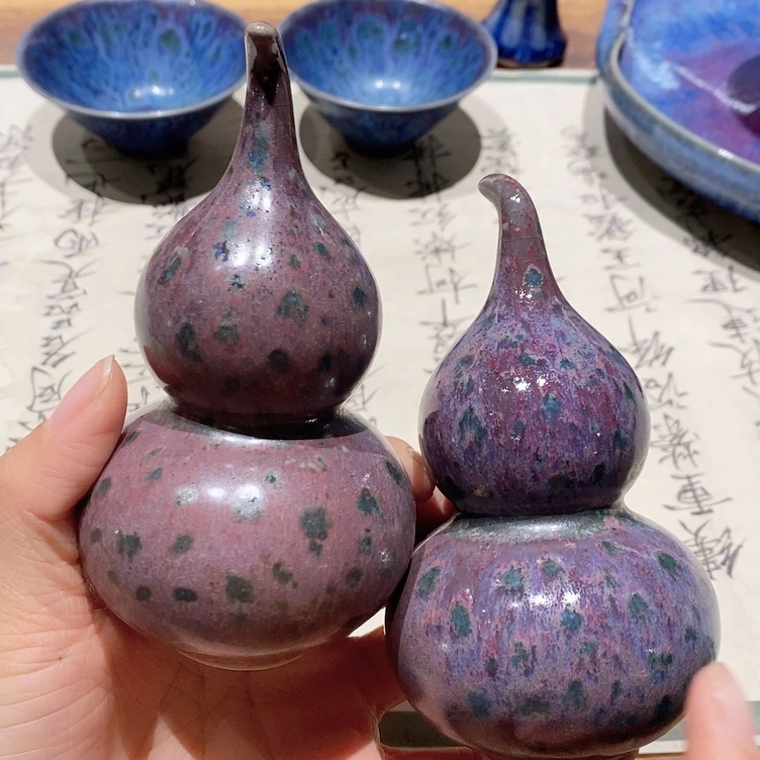 陶摆件钧窑葫芦手把件1111
