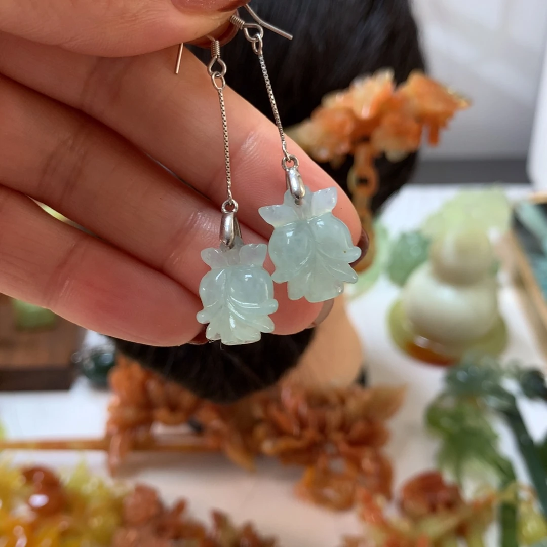 蛇纹石玉耳饰未镶嵌梦*1