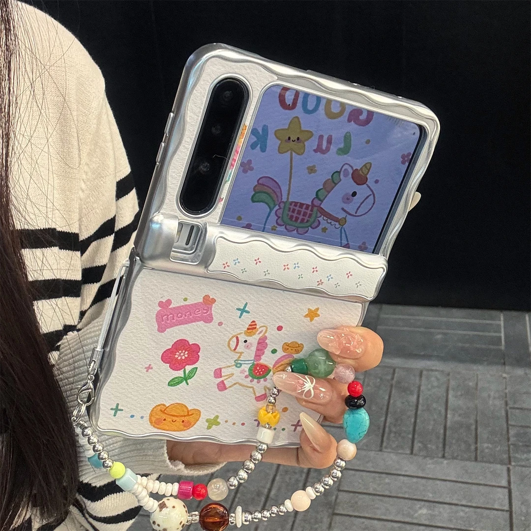 适用华为purax折叠屏手机壳韩系ins创意可爱卡通元宝小马pocket2