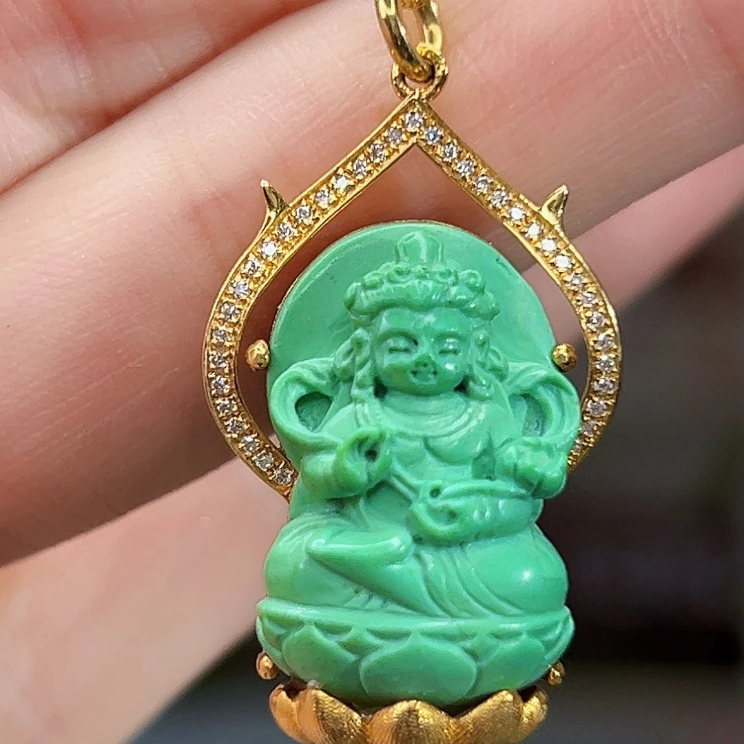 绿松石18K金镶嵌珠宝奇石