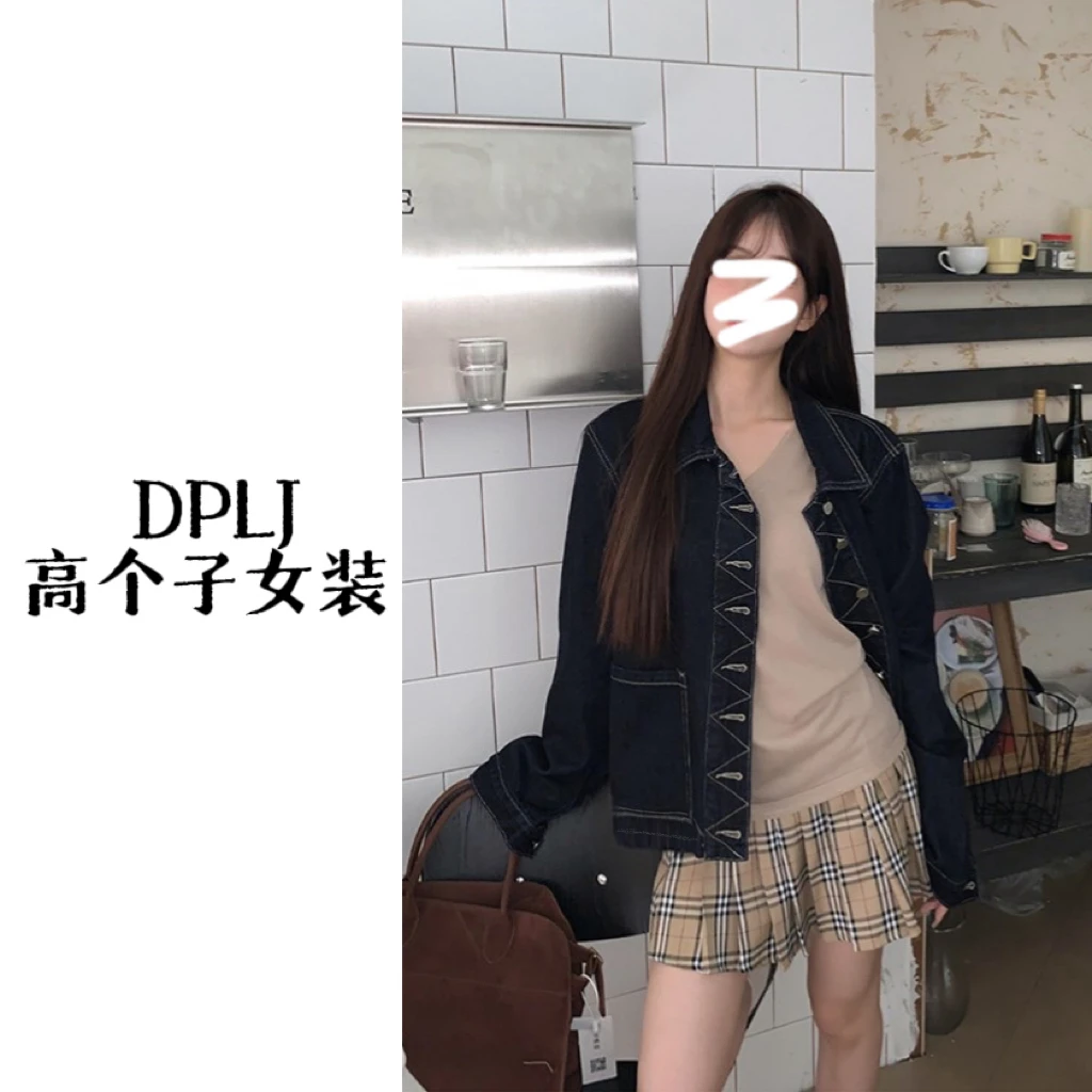 蓝调时刻 DPLJ高个子女装 加长休闲水洗牛仔外套百搭宽松夹克2505