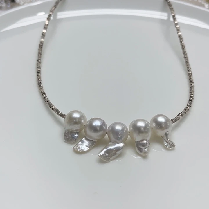 套链银S925镶嵌海水珍珠8-10mm84号