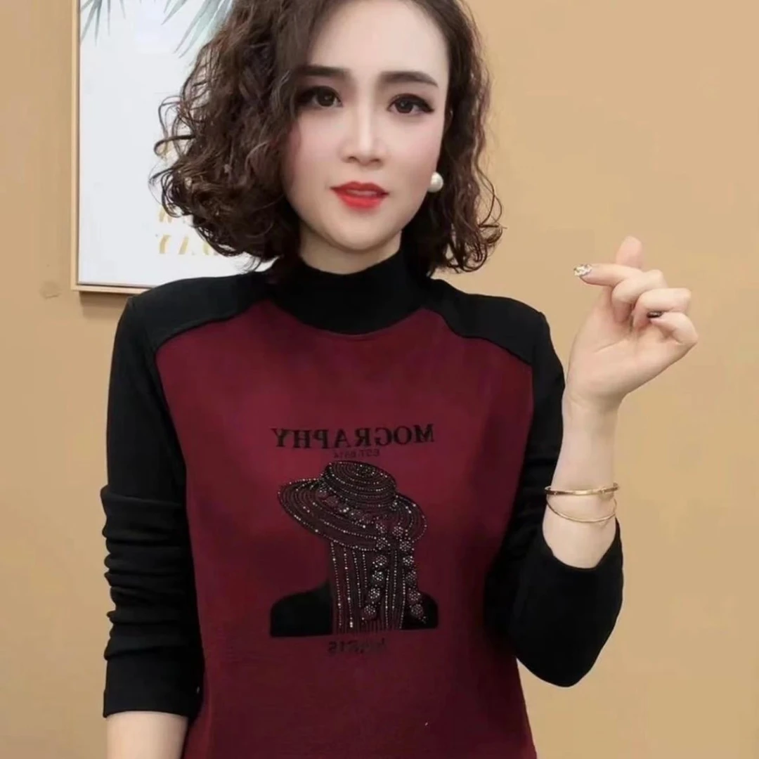 洋气妈妈装双面德绒秋冬高领时髦时尚衫打底搭可外穿保暖妈妈小衫