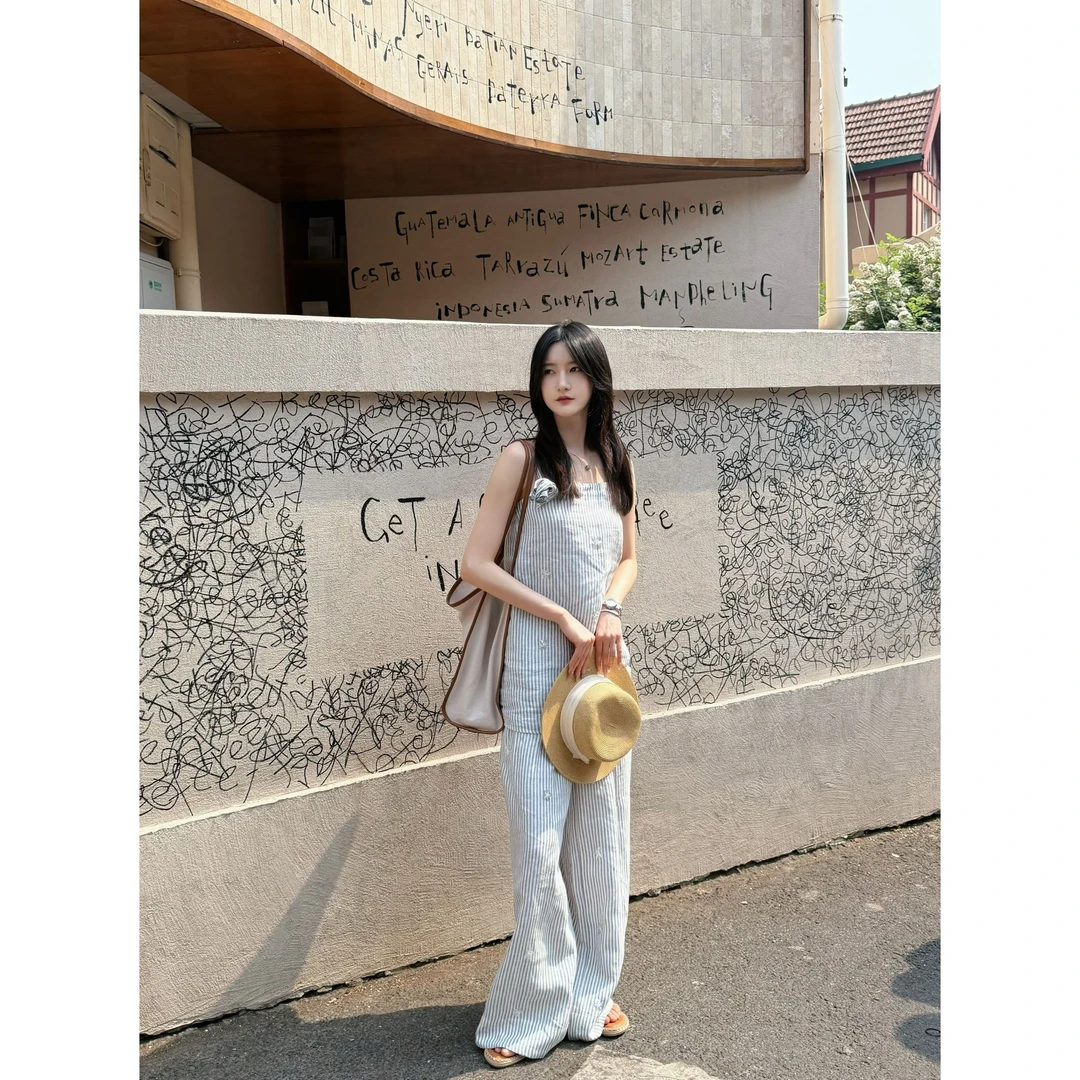 『朱小姐』航海系列衬衫吊带短裤休闲裤四件套 F904