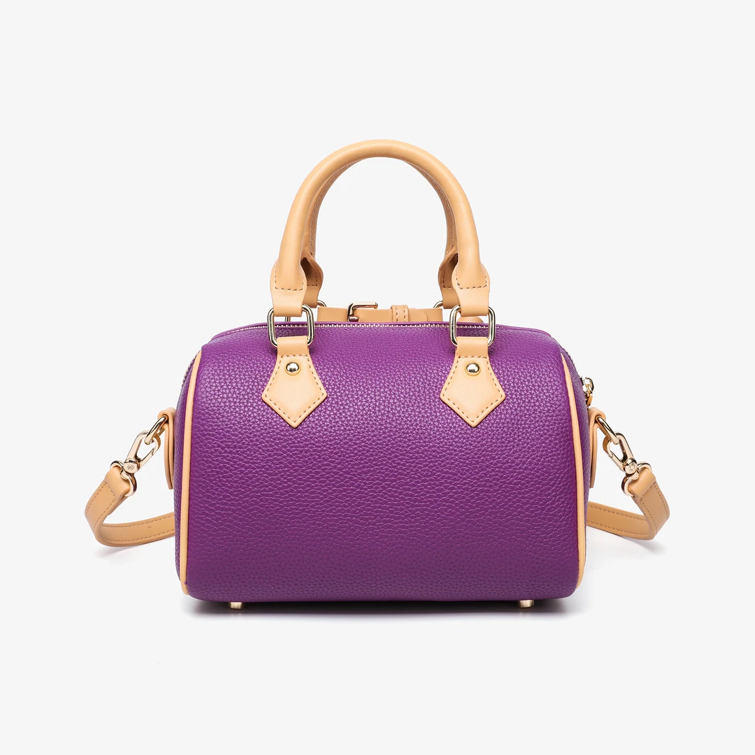 卡尔 蔻斯轻奢V字拼色单肩枕头包CK25731SJ紫拼杏