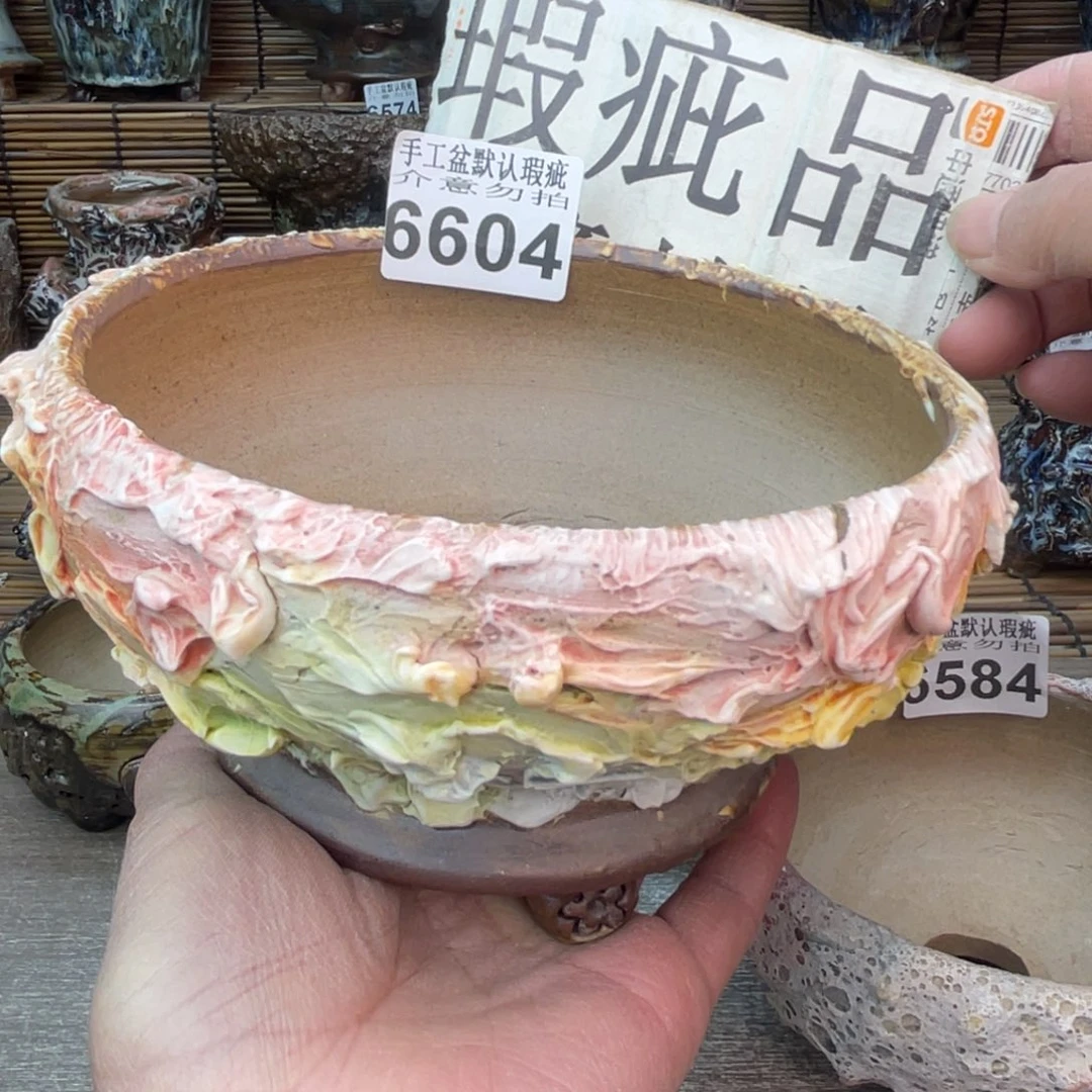 手工花盆默认瑕疵完美者勿拍