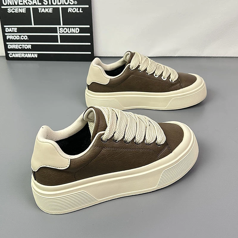 2025冬季新款男士面包鞋网红爆款加绒保暖休闲鞋厚底增高学生棉鞋